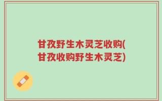 甘孜野生木灵芝收购(甘孜收购野生木灵芝)