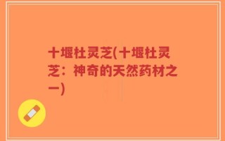 十堰杜灵芝(十堰杜灵芝：神奇的天然药材之一)