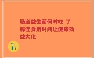 肠道益生菌何时吃 了解佳食用时间让健康效益大化
