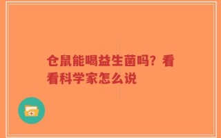 仓鼠能喝益生菌吗？看看科学家怎么说