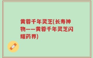 黄蓉千年灵芝(长寿神物——黄蓉千年灵芝闪耀药界)