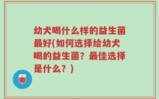幼犬喝什么样的益生菌最好(如何选择给幼犬喝的益生菌？最佳选择是什么？)