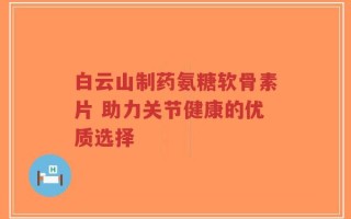 白云山制药氨糖软骨素片 助力关节健康的优质选择