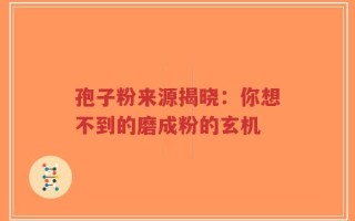 孢子粉来源揭晓：你想不到的磨成粉的玄机