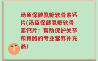 汤臣保健氨糖软骨素钙片(汤臣保健氨糖软骨素钙片：帮助保护关节和骨骼的专业营养补充品)