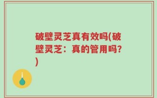 破壁灵芝真有效吗(破壁灵芝：真的管用吗？)
