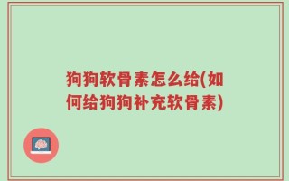狗狗软骨素怎么给(如何给狗狗补充软骨素)