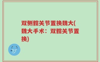 双侧髋关节置换魏大(魏大手术：双髋关节置换)