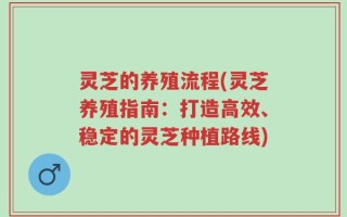 灵芝的养殖流程(灵芝养殖指南：打造高效、稳定的灵芝种植路线)