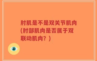 肘肌是不是双关节肌肉(肘部肌肉是否属于双联动肌肉？)
