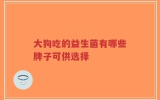 大狗吃的益生菌有哪些牌子可供选择