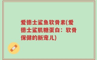 爱德士鲨鱼软骨素(爱德士鲨肌糖蛋白：软骨保健的新宠儿)