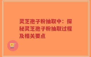 灵芝孢子粉抽取中：探秘灵芝孢子粉抽取过程及相关要点