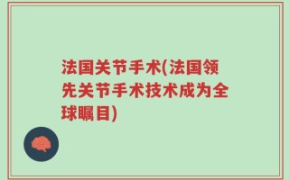 法国关节手术(法国领先关节手术技术成为全球瞩目)