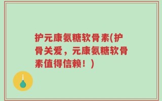 护元康氨糖软骨素(护骨关爱，元康氨糖软骨素值得信赖！)