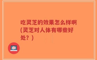 吃灵芝的效果怎么样啊(灵芝对人体有哪些好处？)