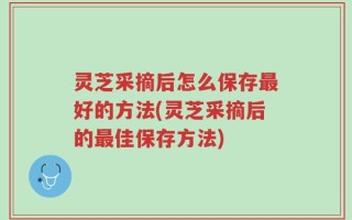 灵芝采摘后怎么保存最好的方法(灵芝采摘后的最佳保存方法)