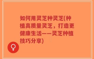 如何用灵芝种灵芝(种植高质量灵芝，打造更健康生活——灵芝种植技巧分享)