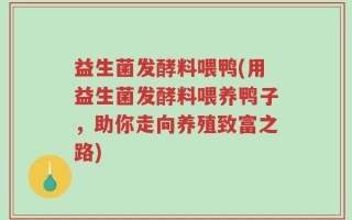 益生菌发酵料喂鸭(用益生菌发酵料喂养鸭子，助你走向养殖致富之路)