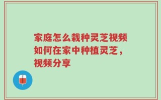 家庭怎么栽种灵芝视频如何在家中种植灵芝，视频分享