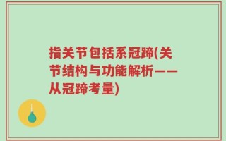 指关节包括系冠蹄(关节结构与功能解析——从冠蹄考量)