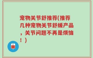 宠物关节舒推荐(推荐几种宠物关节舒缓产品，关节问题不再是烦恼！)