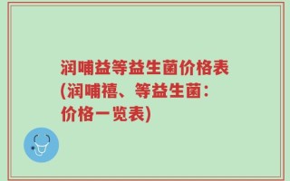 润哺益等益生菌价格表(润哺禧、等益生菌：价格一览表)