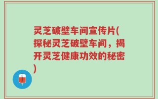 灵芝破壁车间宣传片(探秘灵芝破壁车间，揭开灵芝健康功效的秘密)