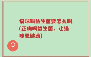 猫咪喝益生菌要怎么喝(正确喝益生菌，让猫咪更健康)