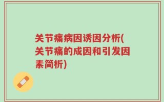 关节痛病因诱因分析(关节痛的成因和引发因素简析)