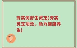 夯实仿野生灵芝(夯实灵芝功效，助力健康养生)