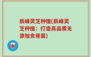 辰峰灵芝种植(辰峰灵芝种植：打造高品质无添加食用菌)