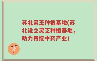 苏北灵芝种植基地(苏北设立灵芝种植基地，助力传统中药产业)