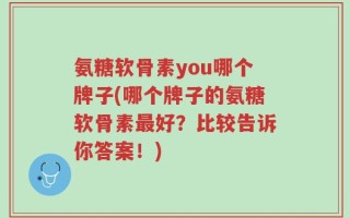 氨糖软骨素you哪个牌子(哪个牌子的氨糖软骨素最好？比较告诉你答案！)