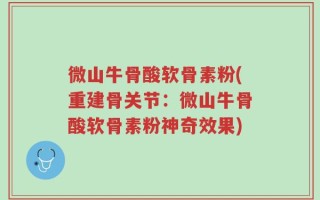 微山牛骨酸软骨素粉(重建骨关节：微山牛骨酸软骨素粉神奇效果)