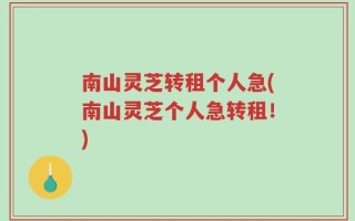 南山灵芝转租个人急(南山灵芝个人急转租！)