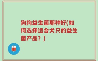 狗狗益生菌那种好(如何选择适合犬只的益生菌产品？)
