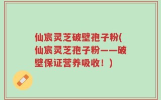 仙宸灵芝破壁孢子粉(仙宸灵芝孢子粉——破壁保证营养吸收！)