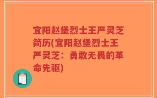 宜阳赵堡烈士王严灵芝简历(宜阳赵堡烈士王严灵芝：勇敢无畏的革命先驱)