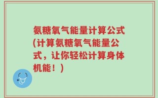 氨糖氧气能量计算公式(计算氨糖氧气能量公式，让你轻松计算身体机能！)