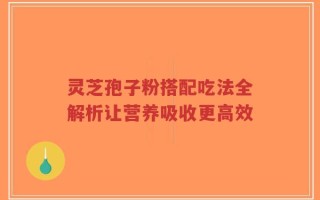 灵芝孢子粉搭配吃法全解析让营养吸收更高效