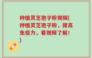 种植灵芝孢子粉视频(种植灵芝孢子粉，提高免疫力，看视频了解！)
