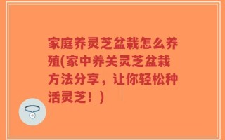 家庭养灵芝盆栽怎么养殖(家中养关灵芝盆栽方法分享，让你轻松种活灵芝！)