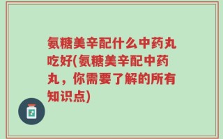 氨糖美辛配什么中药丸吃好(氨糖美辛配中药丸，你需要了解的所有知识点)
