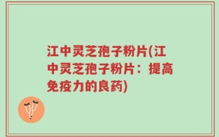 江中灵芝孢子粉片(江中灵芝孢子粉片：提高免疫力的良药)