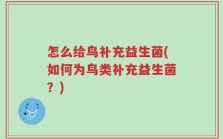 怎么给鸟补充益生菌(如何为鸟类补充益生菌？)
