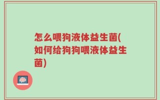 怎么喂狗液体益生菌(如何给狗狗喂液体益生菌)