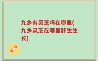 九乡有灵芝吗在哪里(九乡灵芝在哪里野生生长)