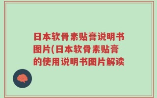 日本软骨素贴膏说明书图片(日本软骨素贴膏的使用说明书图片解读