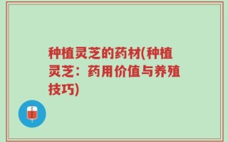 种植灵芝的药材(种植灵芝：药用价值与养殖技巧)
